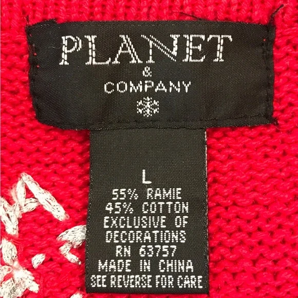 Planet & Company Womens Sz L Ugly Christmas Sweater Cardigan Santa Checking List - Picture 9 of 10